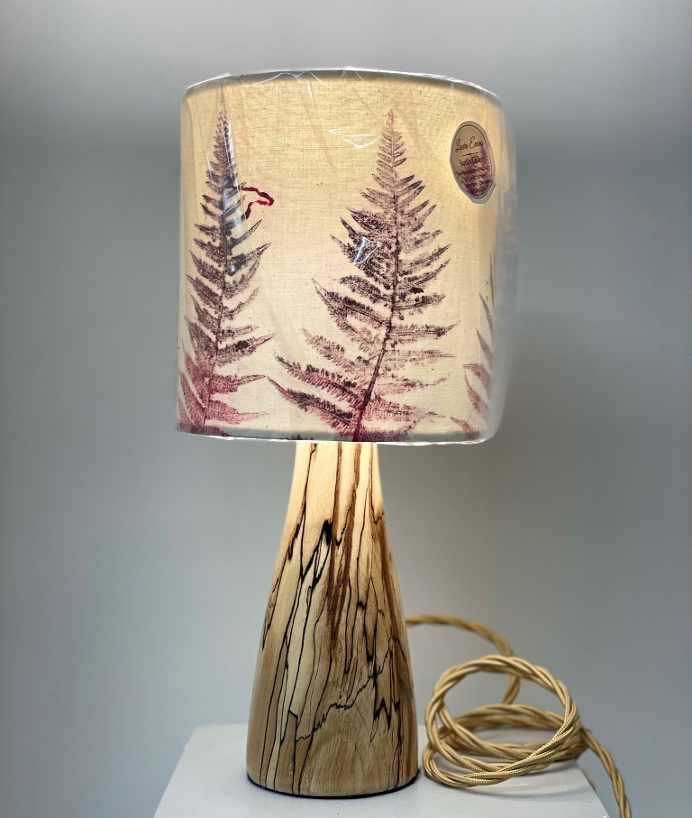 15cm Lampshade with Base - Pink and Purple Bracken Design