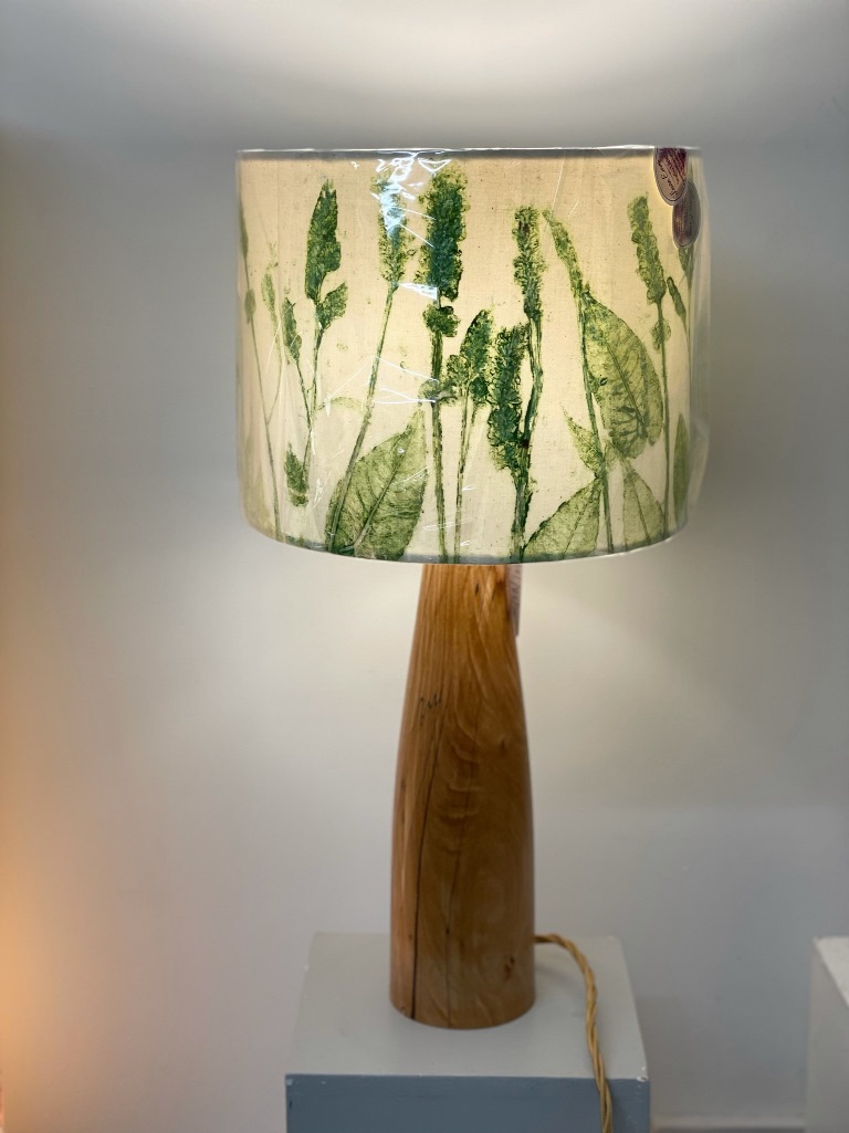 25cm Lampshade with Base - Green Bistorta and Lavendar